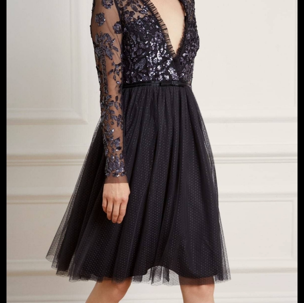 Needle and Thread black sequin dress- size us 2